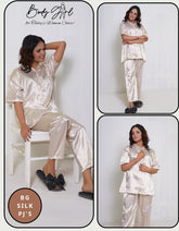 Body Girl Elegant Black Polka Dot Silk Pajama Set – 2-Piece Loungewear