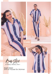 Body Girl Multi Color Shirt & Trouser Night Wear Set For Girls & Women Free Size