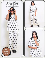 Body Girl Elegant Black Butterfly Printed 2-Piece Dress on White - Chic & Stylish"