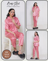 Body Girl Luxury BG Silk Pajama Set – Red & White Checkered Sleepwear