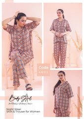 Body Girl Floral Printed Shirt & Trouser Night Wear For Girls & Women Free Size
