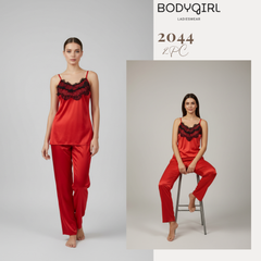 Silk Nightwear Set - 2 Piece Luxury Lace Cami & Pants