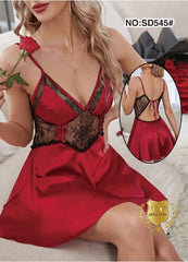 Body Girl CONTRAST LACE BOW DETAIL SATIN CAMI NIGHTDRESS For Girls & Women