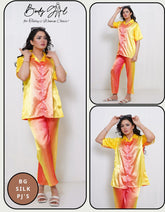 Body Girl Vibrant Yellow-Orange 2-Piece Trouser Shirt Set for Stylish Comfort
