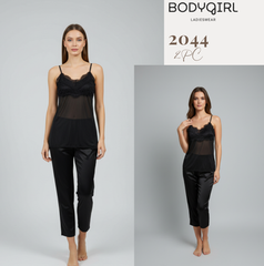 Silk Nightwear Set - 2 Piece Luxury Lace Cami & Pants