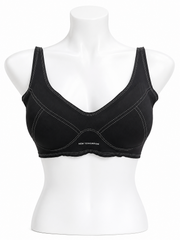 seamless Bra – Free Size | Black with White Stitch