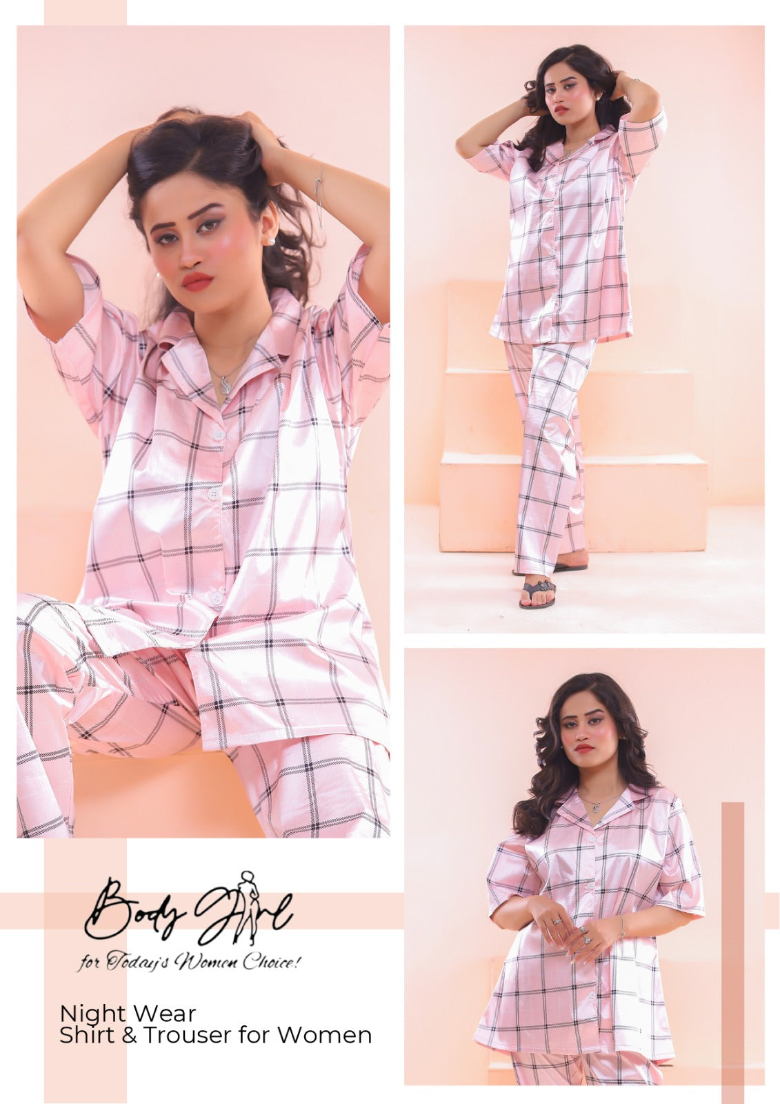 Body Girl Shirt & Trouser Nightwear For Girls & Women Free Size