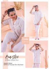 Body Girl Floral Printed Shirt & Trouser Night Wear For Girls & Women Free Size