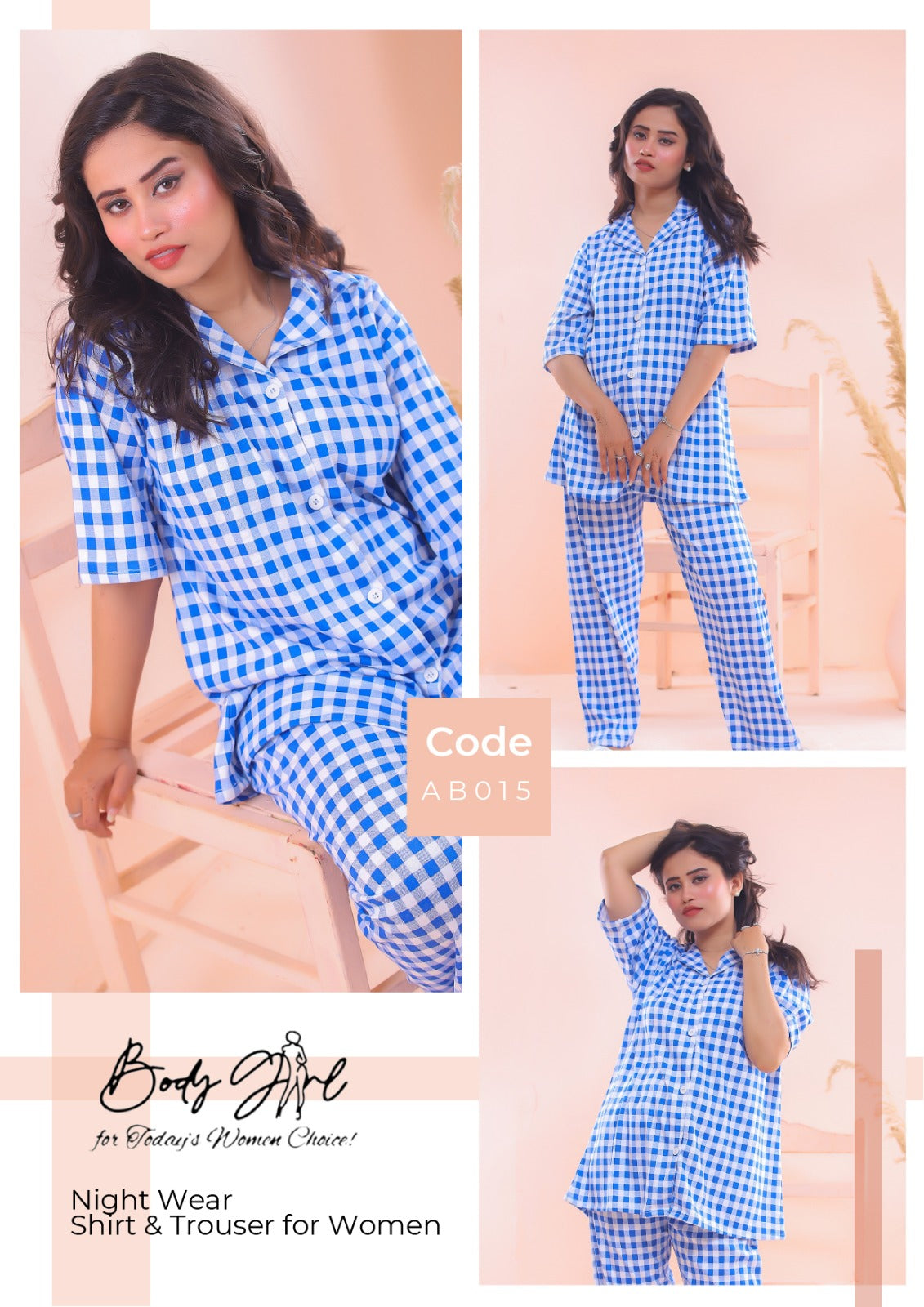 Body Girl Shirt & Trouser Night Wear For Girls & Women Free Size