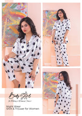 Body Girl Shirt & Trouser Night Wear For Girls & Women Free Size - Dotted