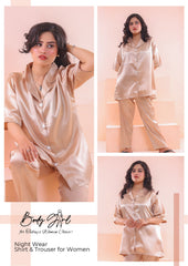 Body Girl Shirt & Trouser Nightwear For Girls & Women Free Size - Skin Color