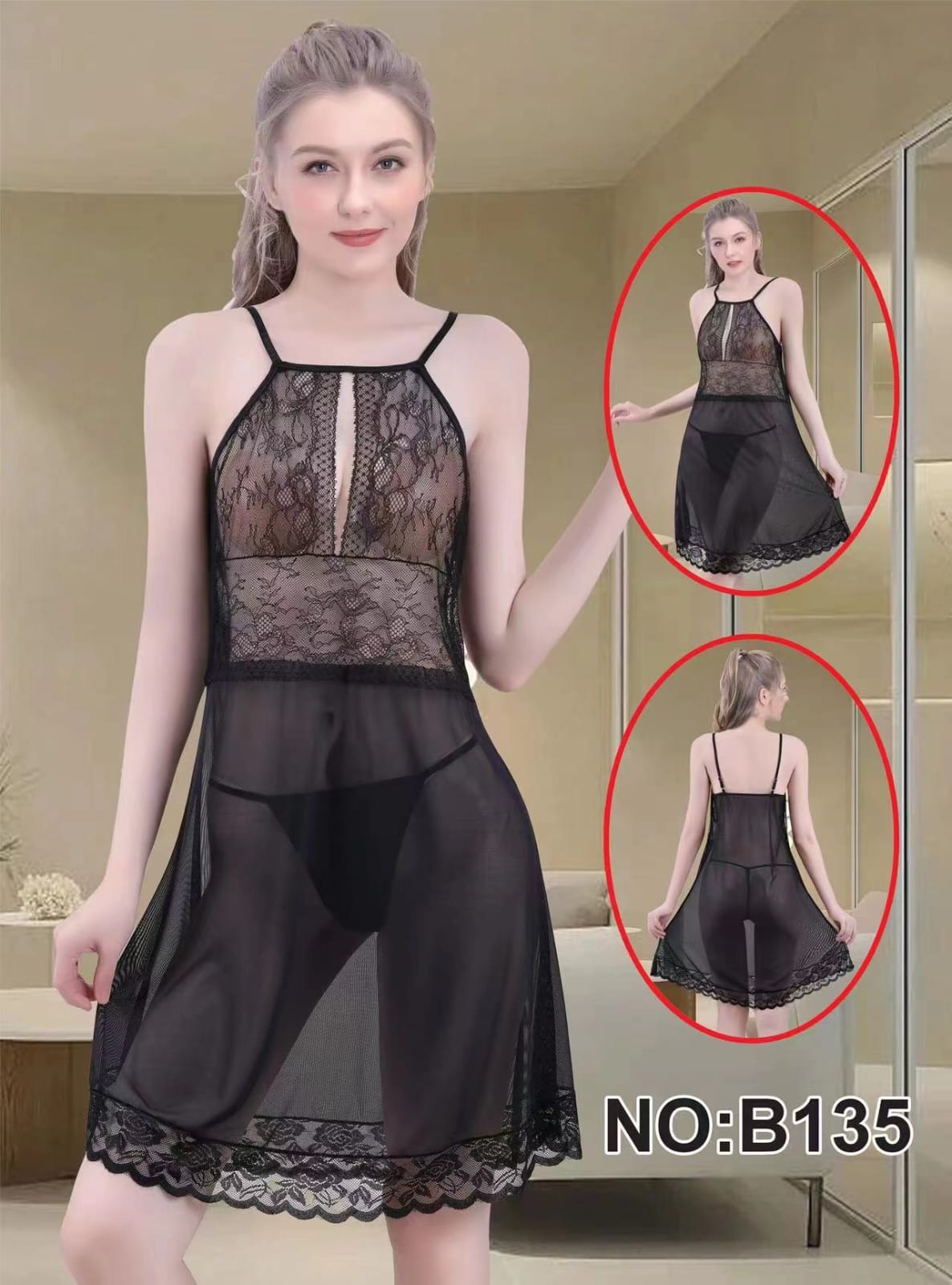 Body Girl New Design Sexy Lingerie Nightdress Power Net Lace Nightwear For Girls & Women