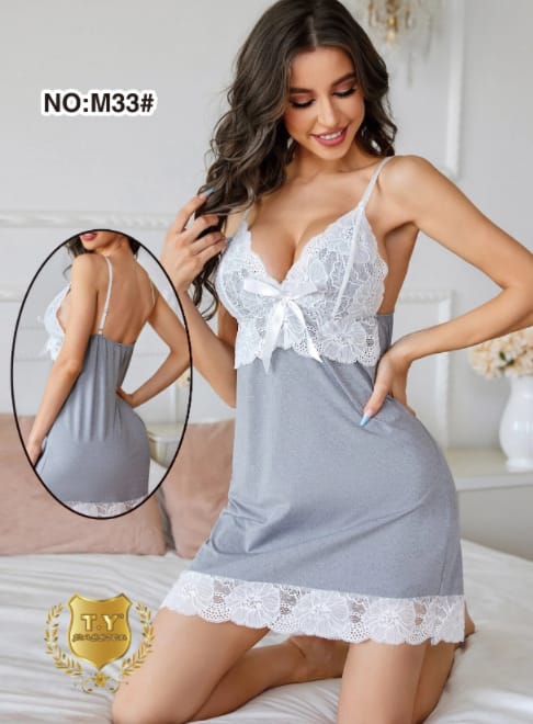 Body Girl Cami top Contrast lace Bow detail Split hem Nightwear For Girls & Women