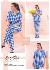 Body Girl Women's Blue Shirt & Trouser Nigh Wear Free Size
