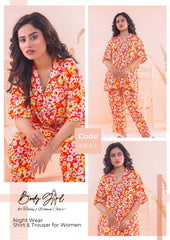 Body Girl Floral Printed Shirt & Trouser Night Wear For Girls & Women Free Size