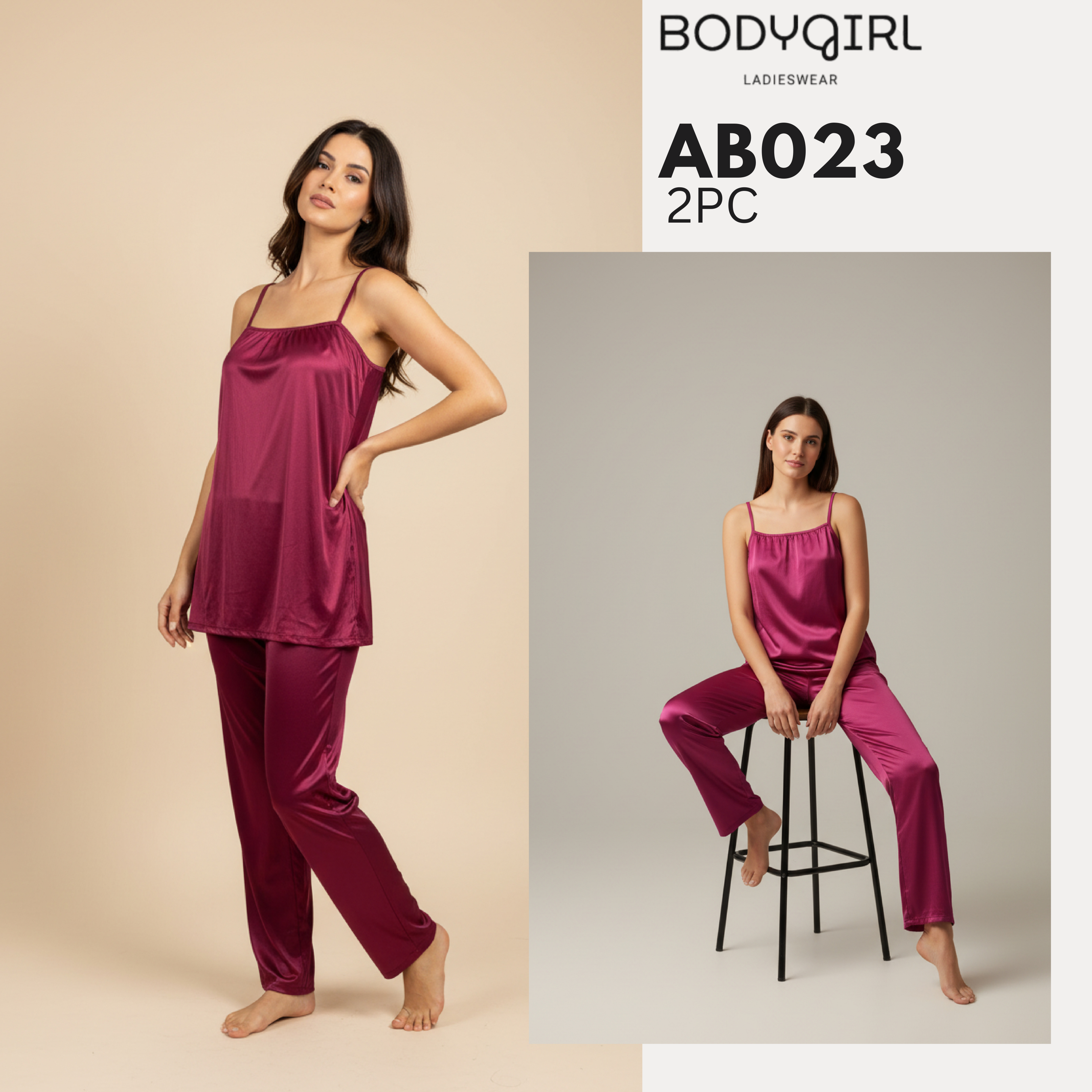Silk Nightwear Set - 2 Piece Luxury Cami & Pants