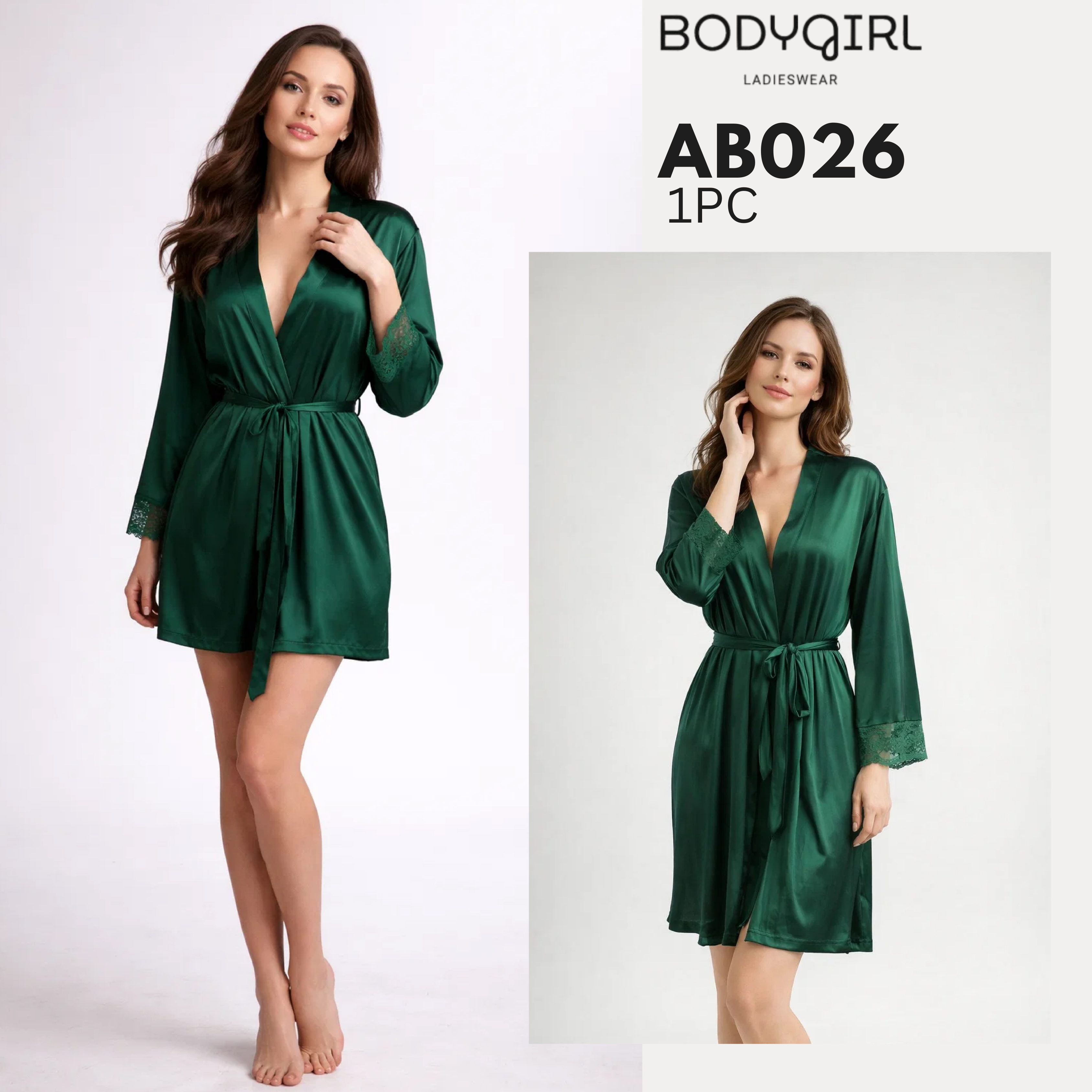  Silk Robe - Luxury Wrap Robe with Piping Detail 