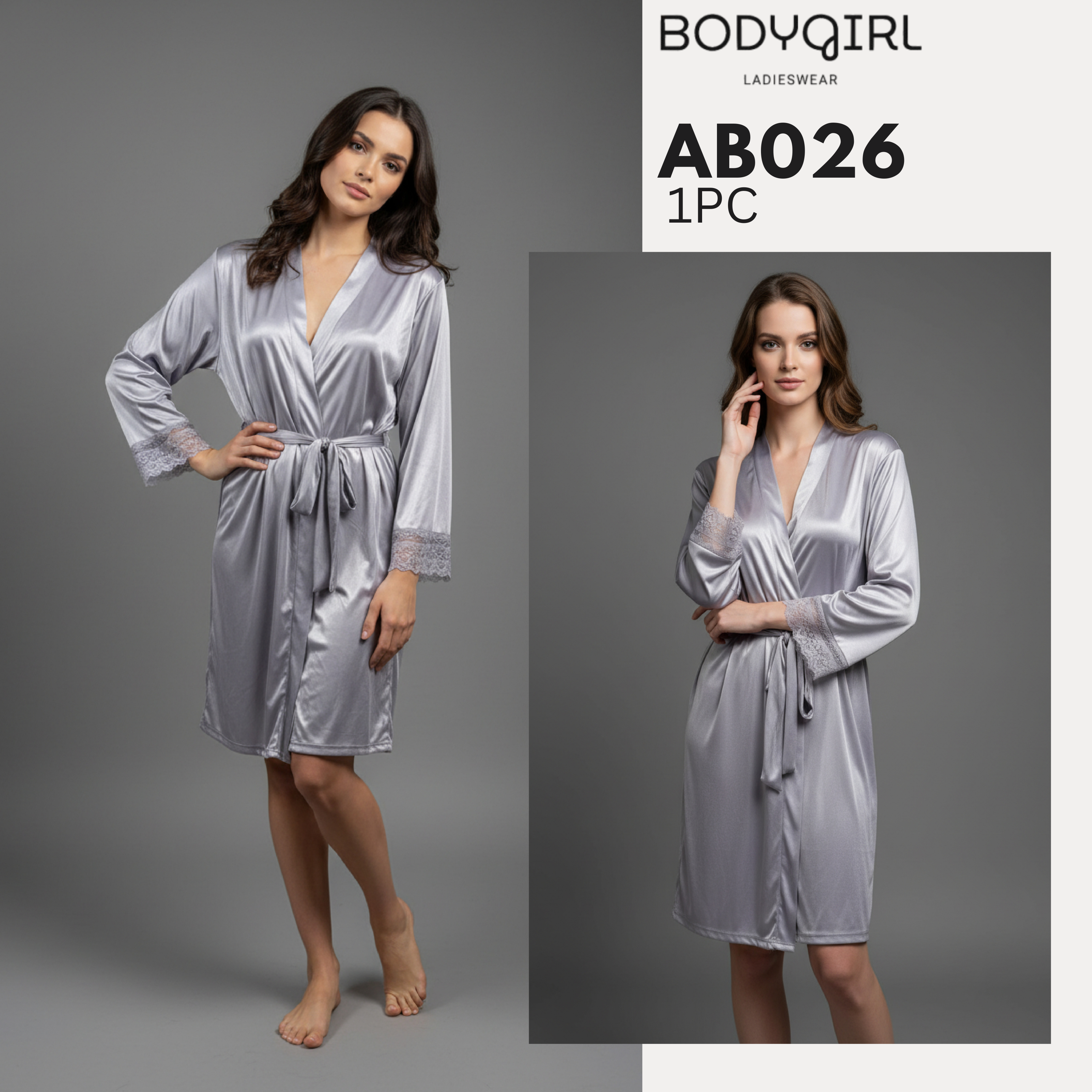  Silk Robe - Luxury Wrap Robe with Piping Detail 