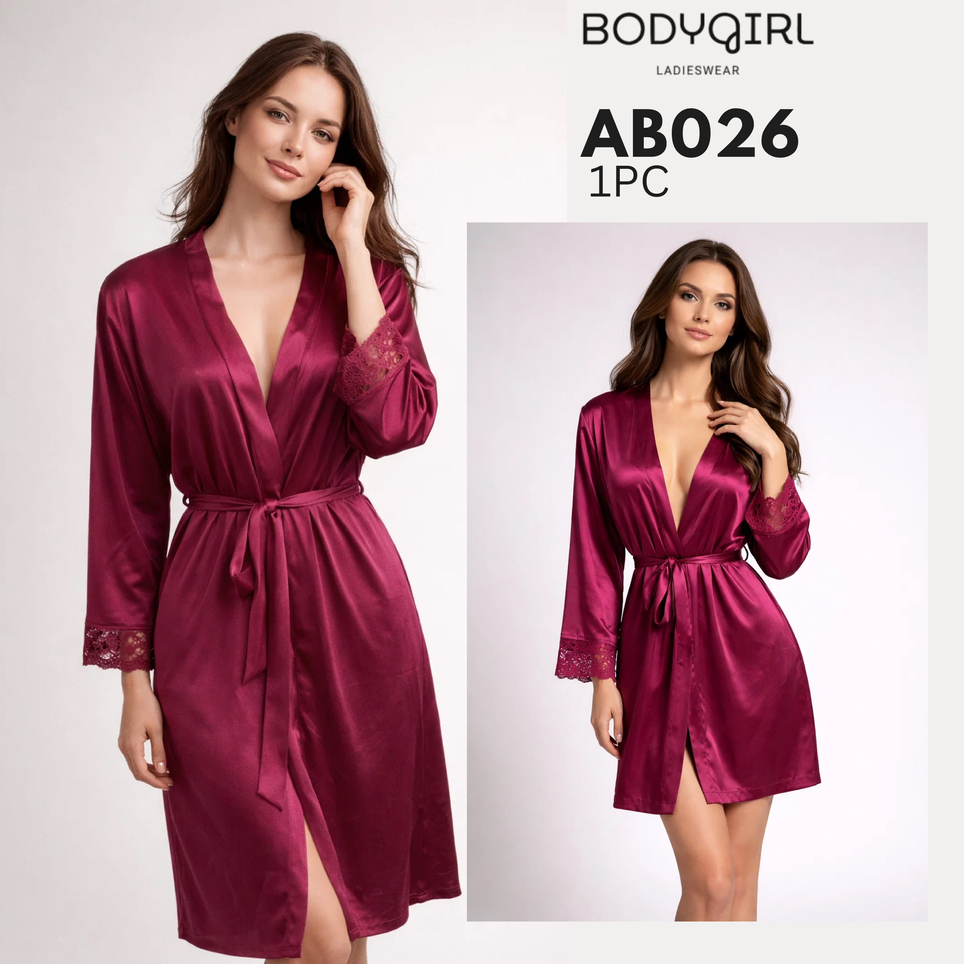 Silk Robe - Luxury Wrap Robe with Piping Detail