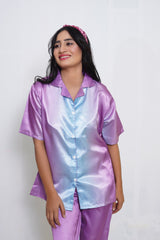 Body Girl Luxury BG Silk Pajama Set – Purple & Blue Ombre Sleepwear
