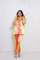 Body Girl Sunset Glow Silk Pajama Set – Luxurious Satin Nightwear for Women