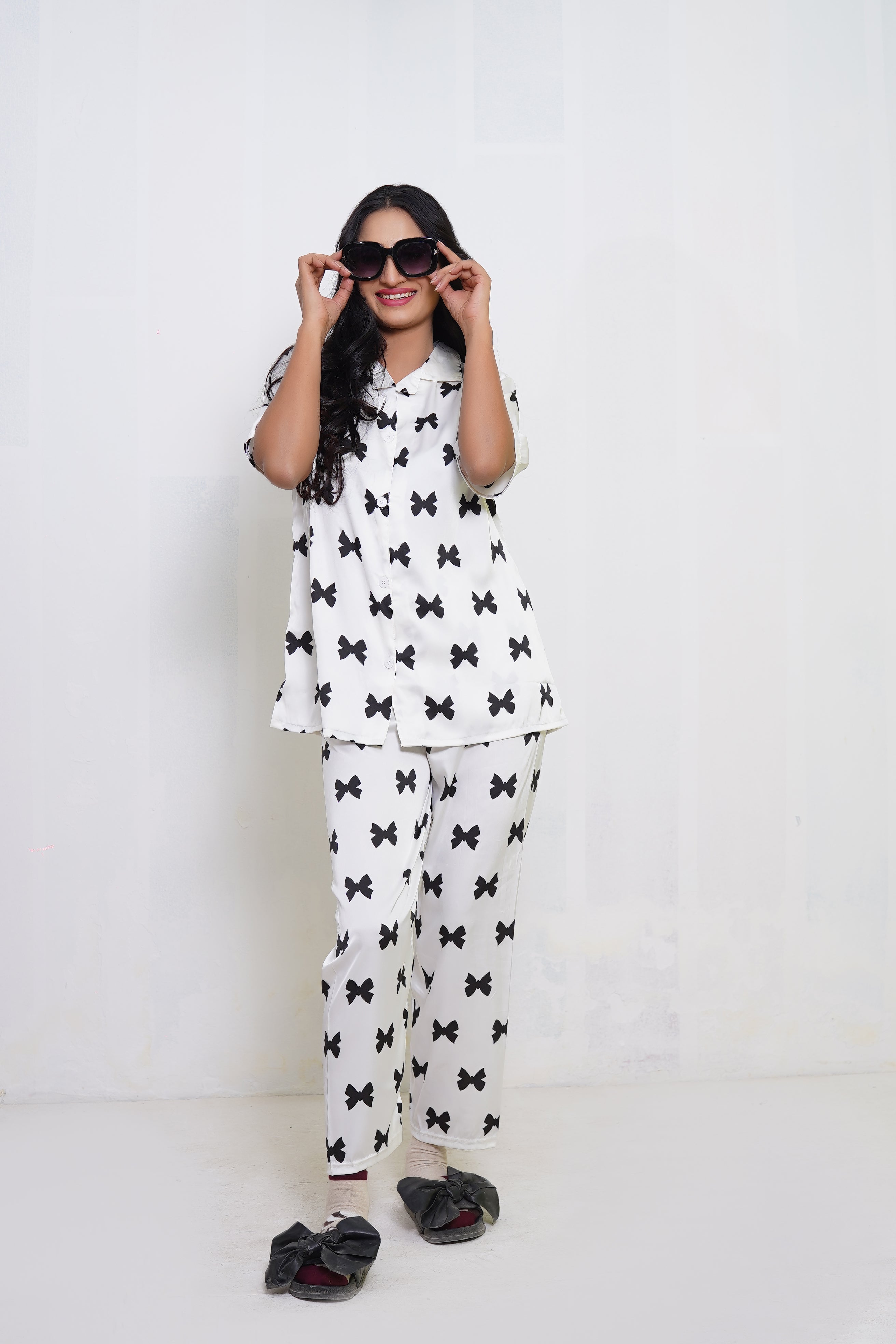 Body Girl Elegant Black Butterfly Printed 2-Piece Dress on White - Chic & Stylish"