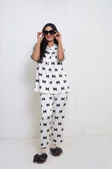 Body Girl Elegant Black Butterfly Printed 2-Piece Dress on White - Chic & Stylish"