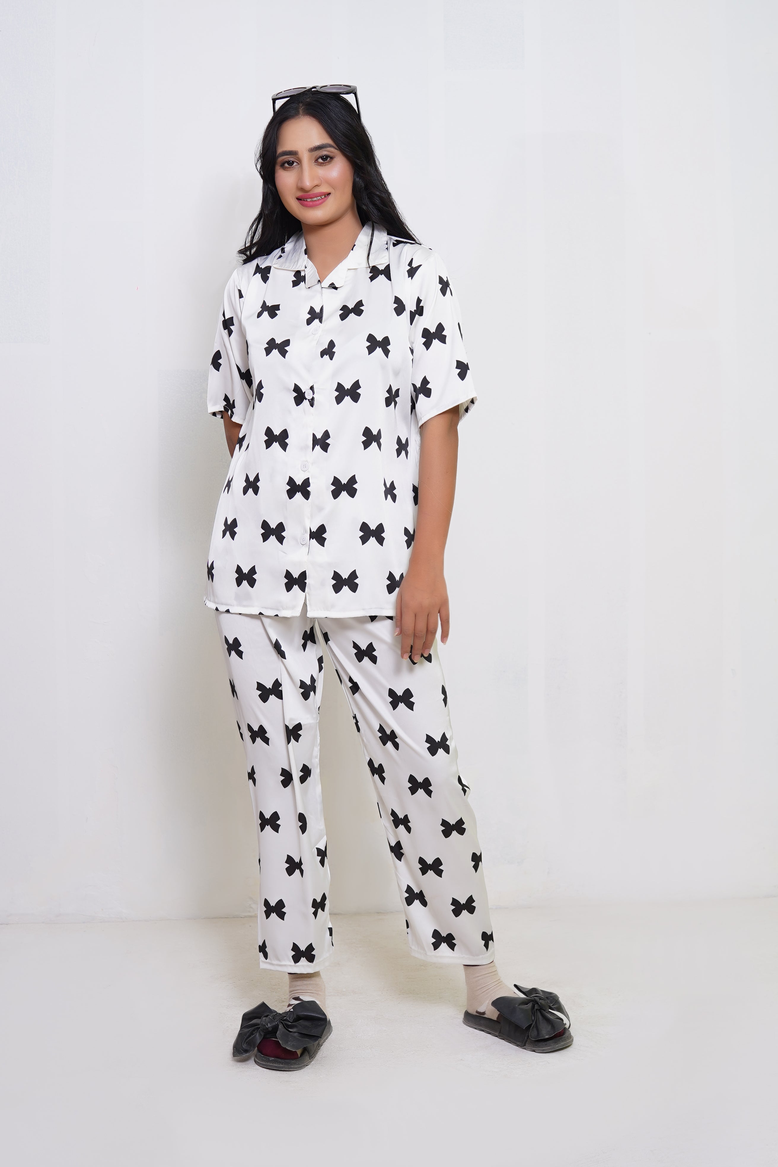 Body Girl Elegant Black Butterfly Printed 2-Piece Dress on White - Chic & Stylish"