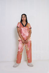 Body Girl Women’s 2-Piece Nightwear Set – Orange Printed Pajama & Top | Soft & Comfortable Sleepwear