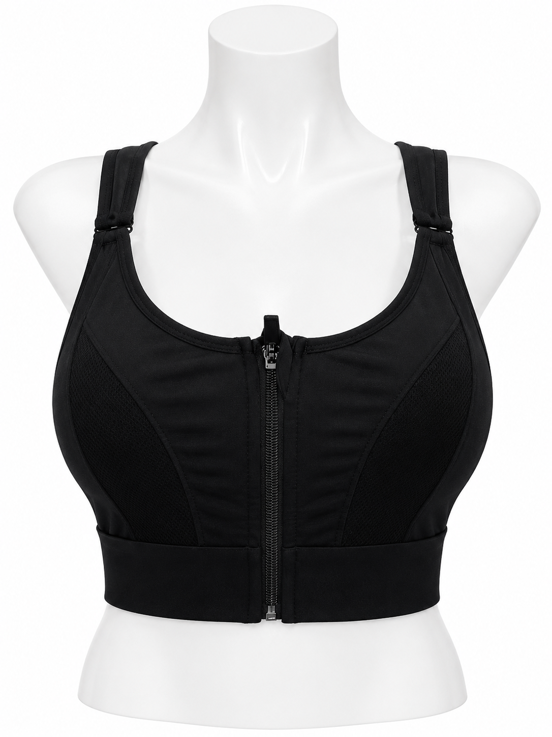 Body Girl Front Zip Mesh Panel Sports Bra