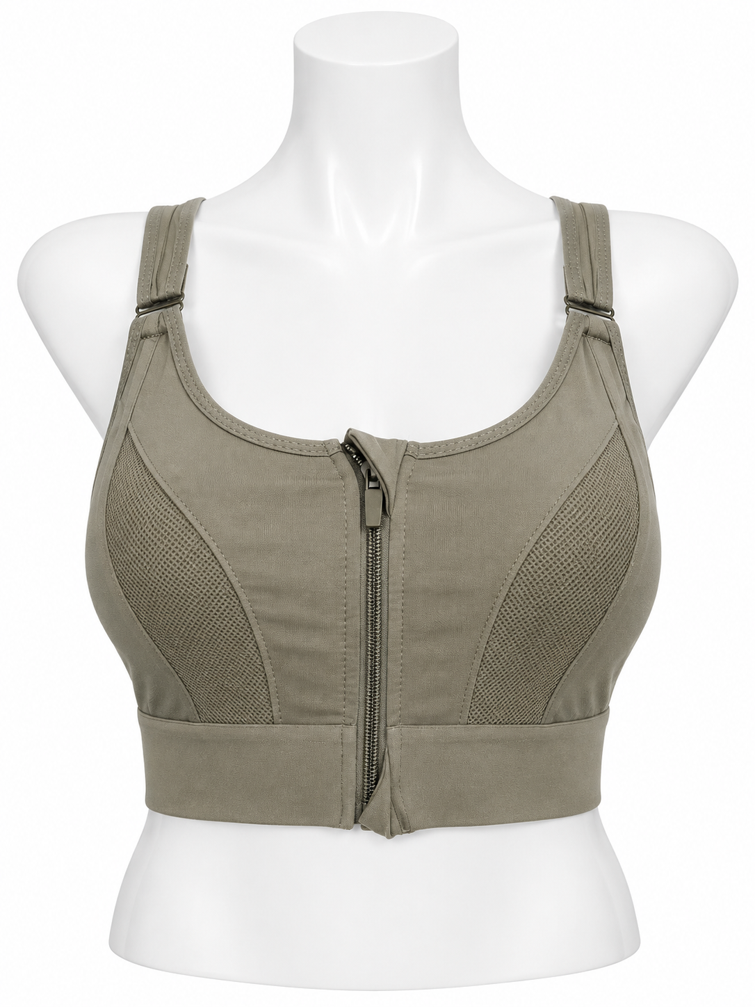 Body Girl Front Zip Mesh Panel Sports Bra
