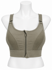 Body Girl Front Zip Mesh Panel Sports Bra