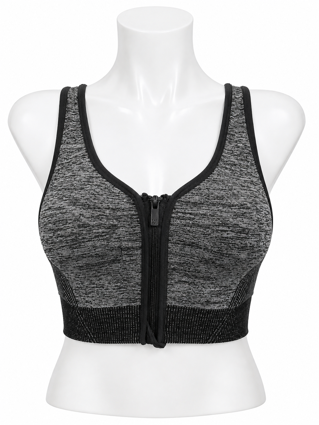Body Girl Front Zip Contrast Trim Sports Bra