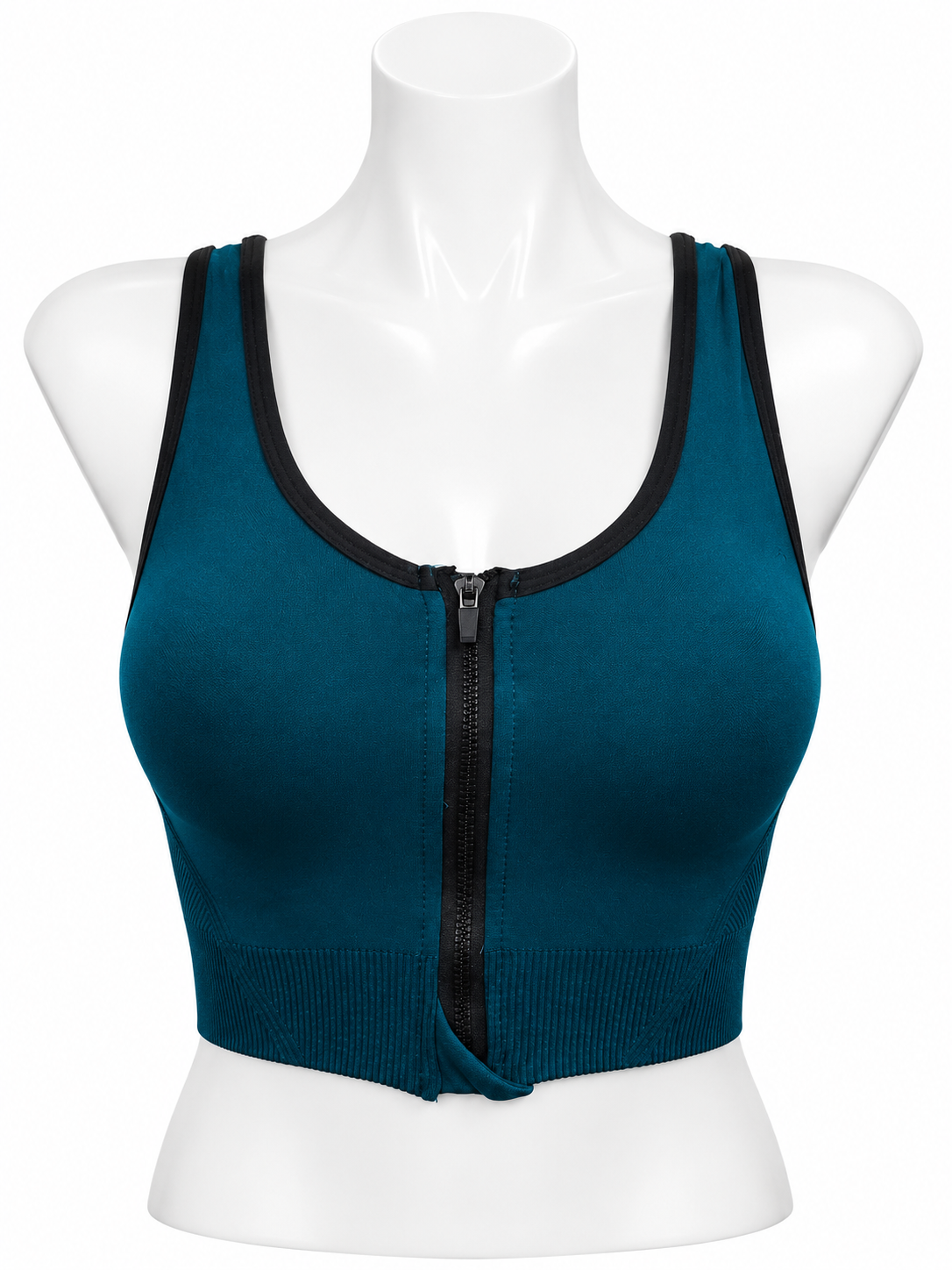 Body Girl Front Zip Contrast Trim Sports Bra