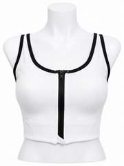 Body Girl Front Zip Contrast Trim Sports Bra