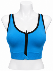 Body Girl Front Zip Contrast Trim Sports Bra