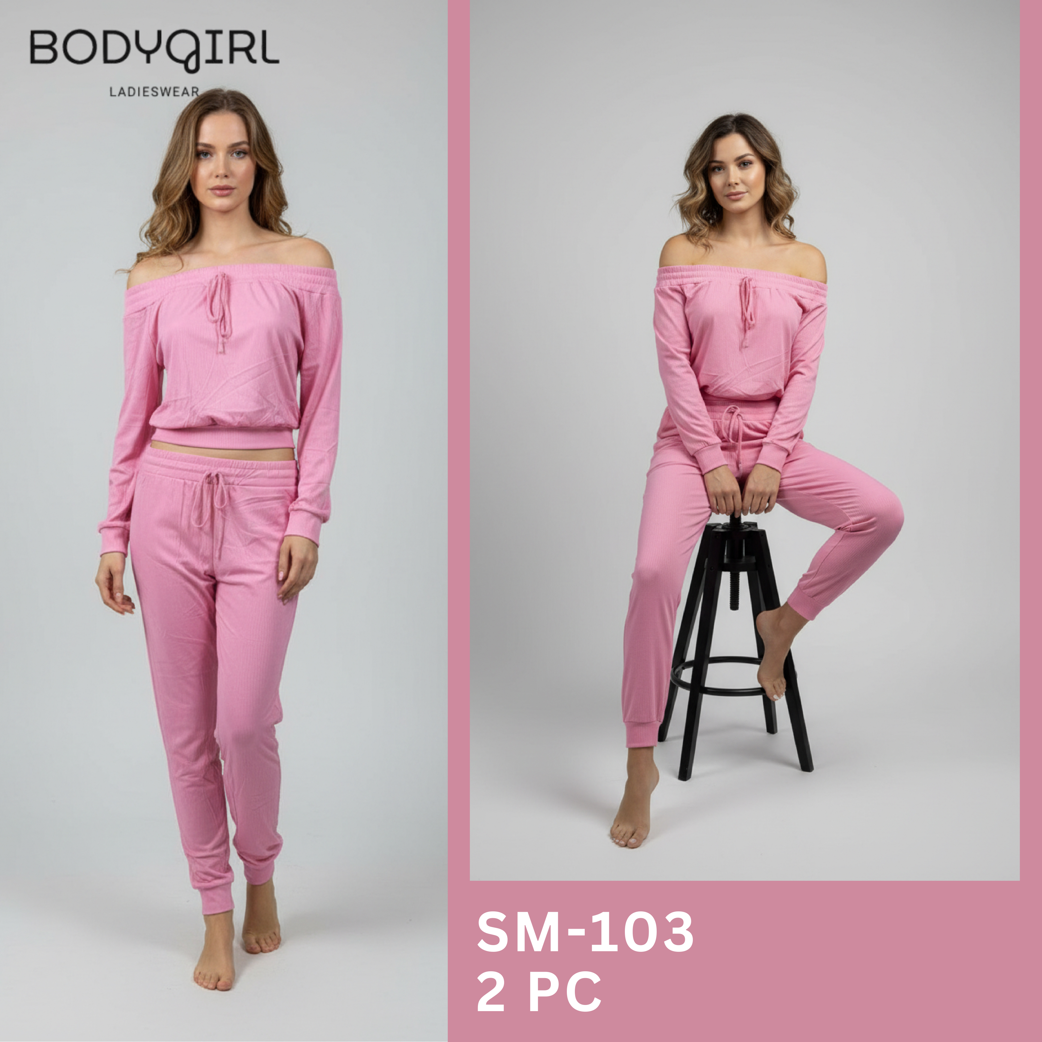 Silk Loungewear Set - 2 Piece Luxury Off-Shoulder Top & Joggers 