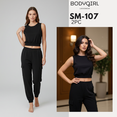 Silk Loungewear Set - 2 Piece Luxury Crop Top & Cargo Joggers 