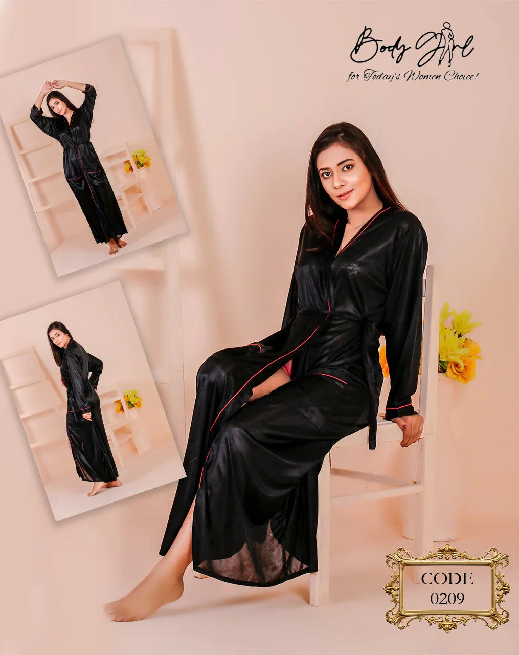 Body Girl 1-Pieces Long Gown Nightwear For Girls & Women Free Size