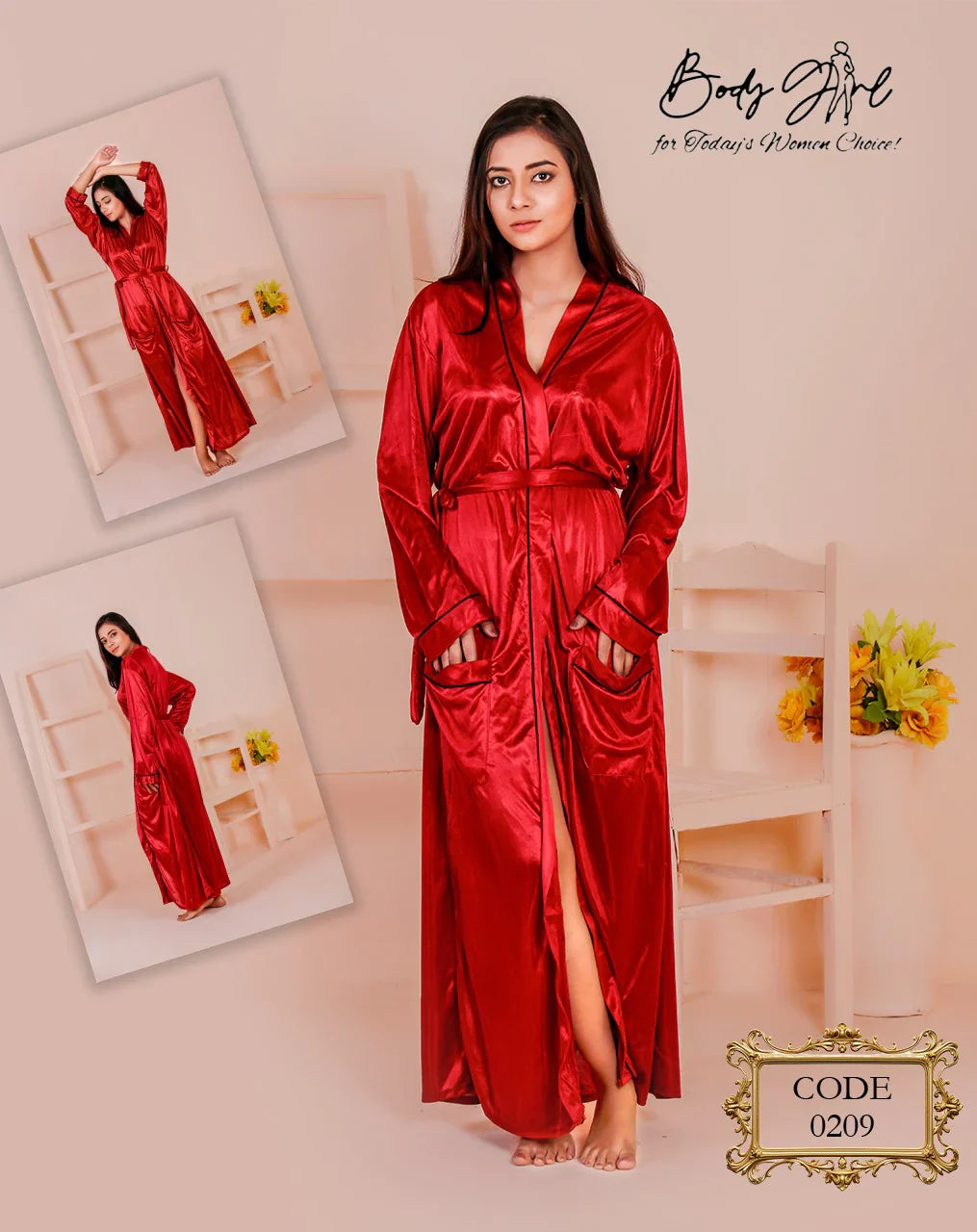 Body Girl 1-Pieces Long Gown Nightwear For Girls & Women Free Size