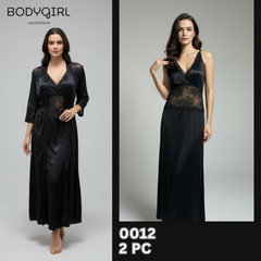 Elegant 2-Piece Silk Nightwear Set - Satin Slip Dress & Robe