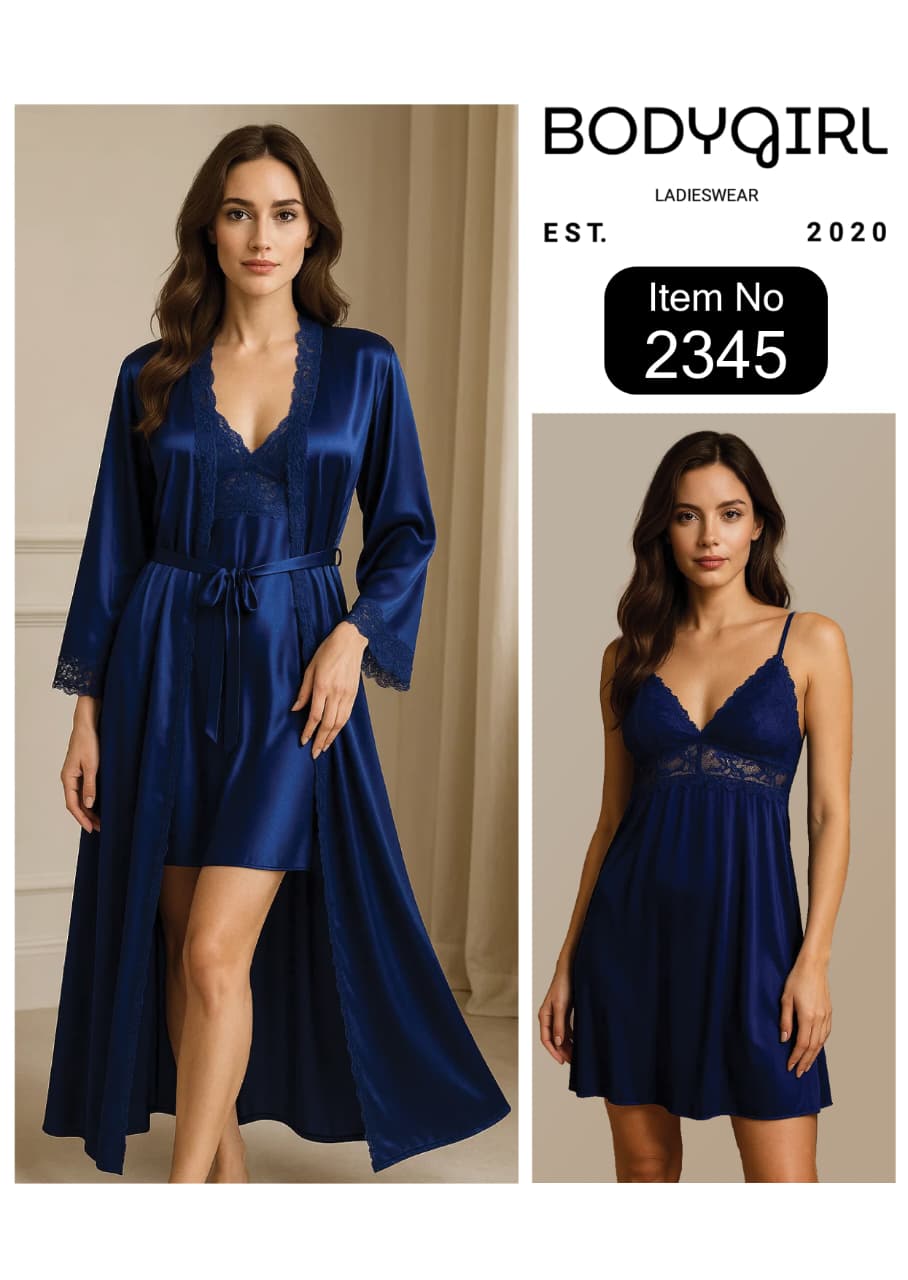 2-Piece Silk Nightwear Set with Robe 