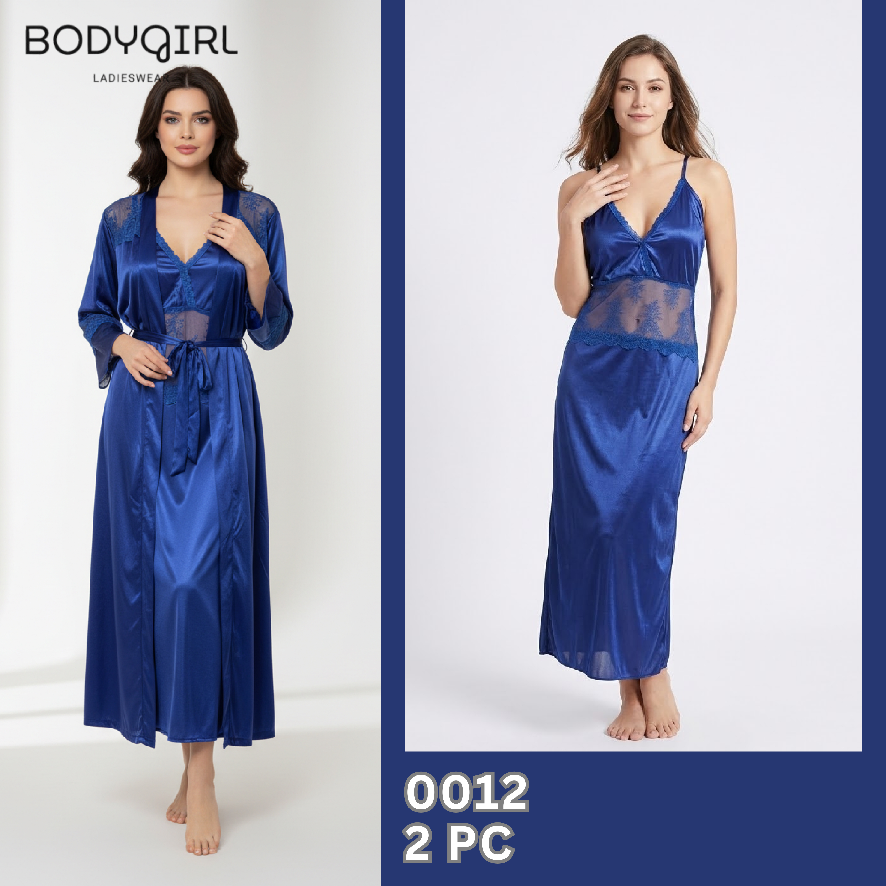 Elegant 2-Piece Silk Nightwear Set - Satin Slip Dress & Robe