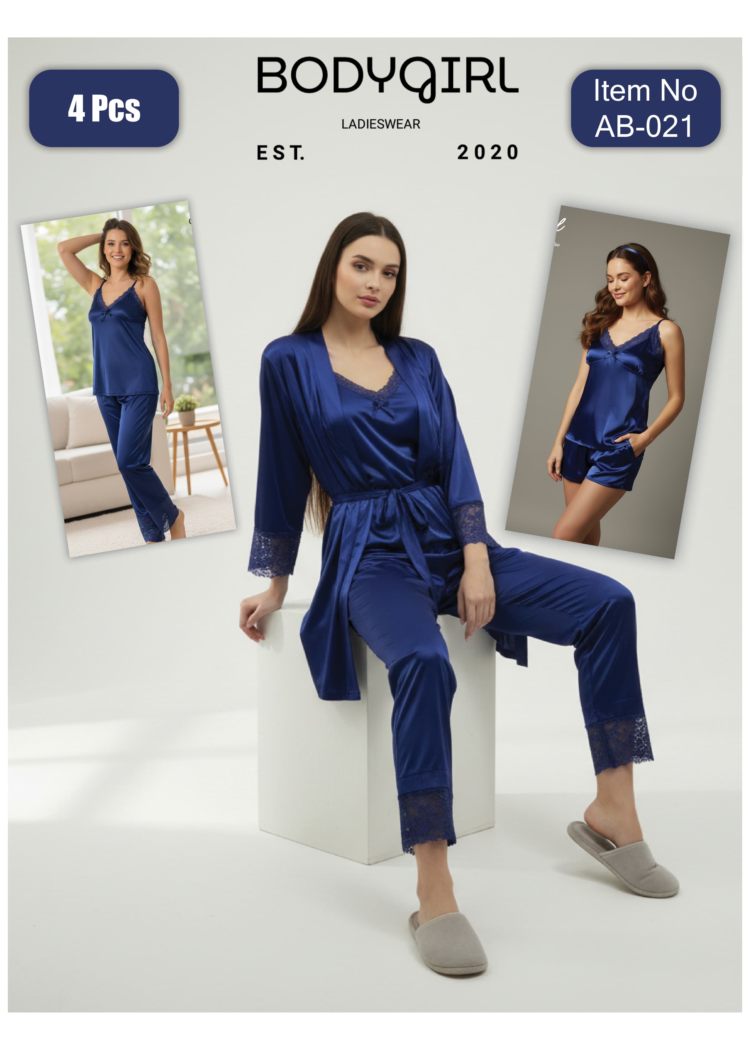 BodyGirl 3-Piece Silk Gown Set