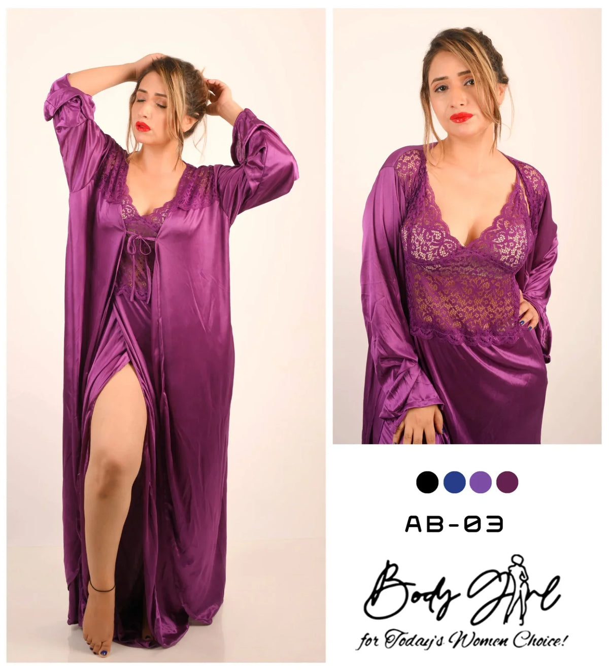 Body Girl 2-Pieces Long Camisole & Gown For Girls & Women Free Size