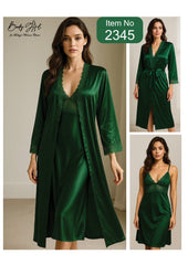 2-Piece Silk Nightwear Set with Robe 