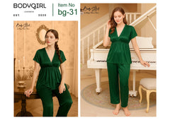  Silk Nightwear Set - 2 Piece Luxury Empire Waist Pajama Set