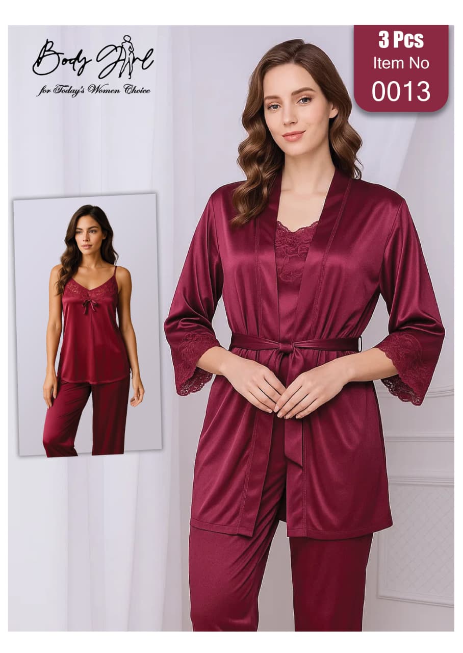 Luxury Silk Pajama Set 3 Piece