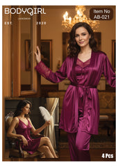 BodyGirl 3-Piece Silk Gown Set