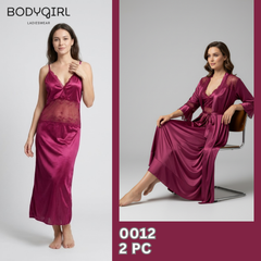 Elegant 2-Piece Silk Nightwear Set - Satin Slip Dress & Robe